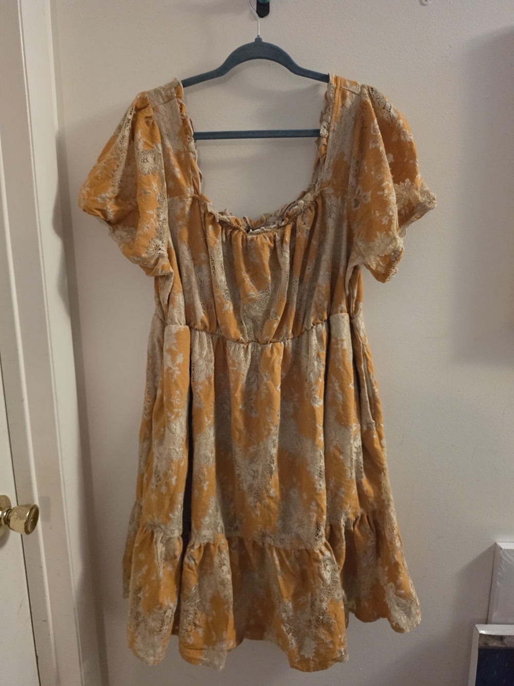 torrid Mustard Yellow Floral Lace Trim Dress Size 2x